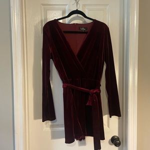 Lulus XL velvet maroon romper